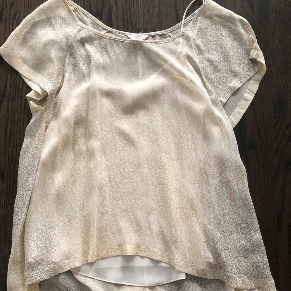 Club Monaco. Cream Flowy Shirt: Small
